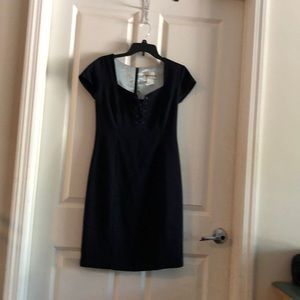 Beautiful dress size 8 with matching long jacket dark blue